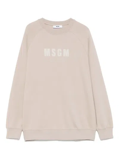 Msgm Kids' Logo-print Sweatshirt In Neutrals