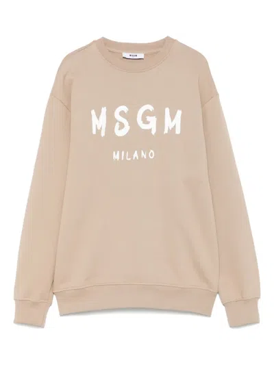 Msgm Kids' Logo-print Sweatshirt In Neutrals