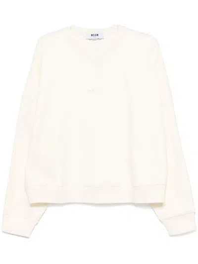 Msgm Logo-print Sweatshirt In Neutrals