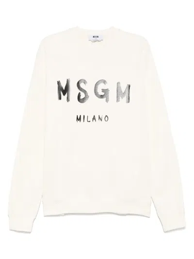 Msgm Sweatshirt Mit Logo-print In Nude