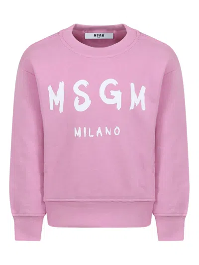 Msgm Kids' Logo-print Sweatshirt In Pink