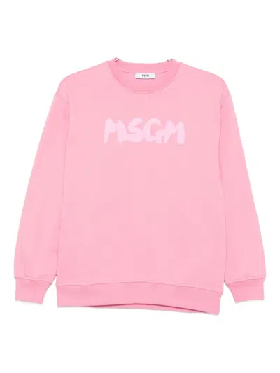 Msgm Kids' Logo-print Sweatshirt In Pink