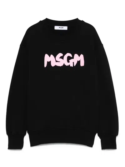 Msgm Kids' Logo-print Sweatshirt In Schwarz