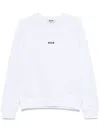 Msgm White Crewneck Sweatshirt With Logo In White