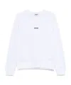 Msgm White Crewneck Sweatshirt With Logo In White