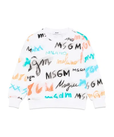 Msgm Logo-print Sweatshirt In White