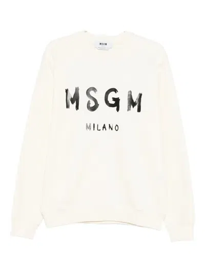 Msgm Logo-print Sweatshirt In White