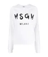 Msgm Logo Print Raglan Sweatshirt In White