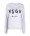 Msgm Logo Printed Crewneck Sweatshirt In White