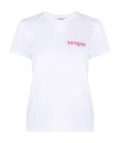 Msgm Logo Print T-shirt In White