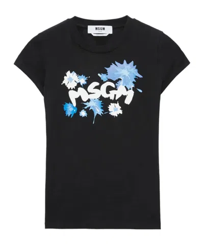 Msgm Logo-print T-shirt In Black