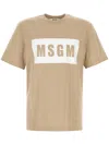 Msgm Crew Neck Cotton T-shirt In Neutral