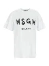 Msgm Logo Print T-shirt In Optical White