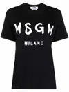 Msgm Black T-shirt With White Brushed Logo