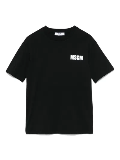 Msgm Kids' Logo-print T-shirt In Black