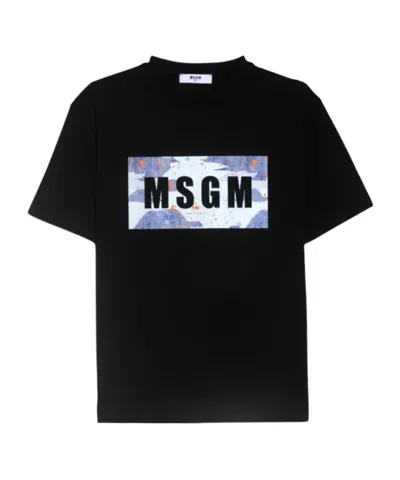 Msgm Logo Print T-shirt In Black