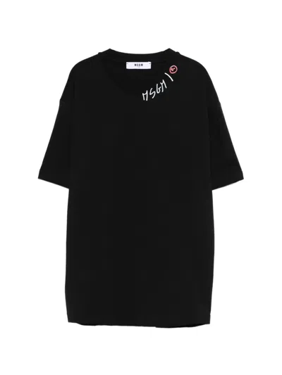 Msgm Kids' Logo-print T-shirt In Black