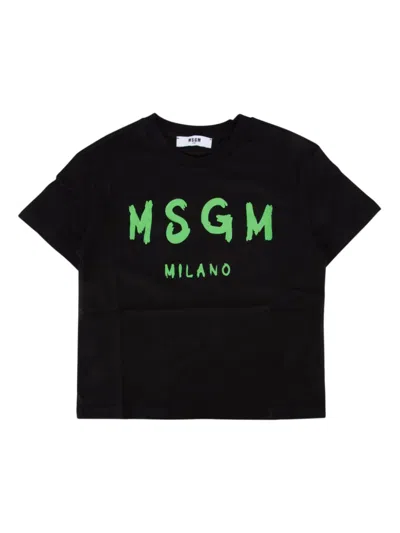 Msgm Kids' Logo-print T-shirt In Black