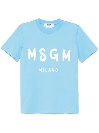 Msgm T-shirt Mit Logo-print In Blau