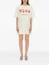 Msgm Logo Print Mini Dress In Neutral