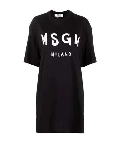 MSGM LOGO-PRINT T-SHIRT DRESS