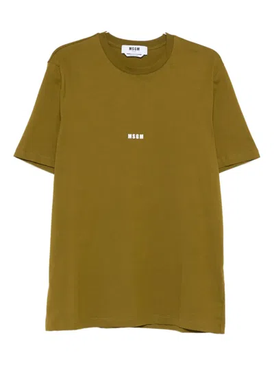 Msgm Logo-print T-shirt In Green