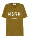 Msgm Cotton T-shirt With Front Printed Logo In Green