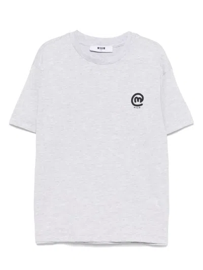 Msgm Kids' Logo-print T-shirt In Grey
