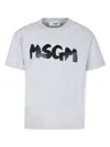 Msgm Grey T-shirt For Kids With Logo In Grey