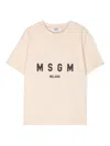 Msgm Logo-print T-shirt In Neutrals