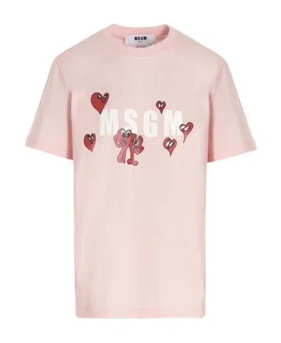 Msgm Logo-print T-shirt In Nude