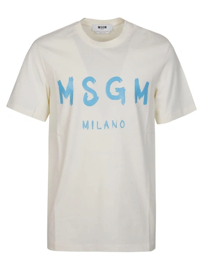Msgm Logo Print T-shirt In Off White