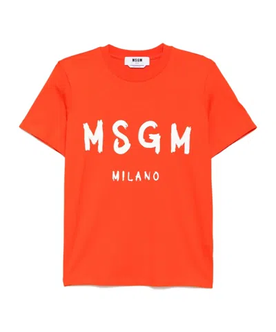 MSGM MSGM LOGO PRINTED CREWNECK T-SHIRT
