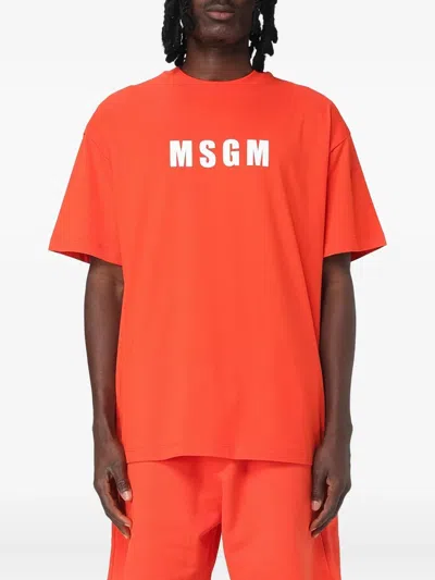 Msgm Logo-print T-shirt In Orange