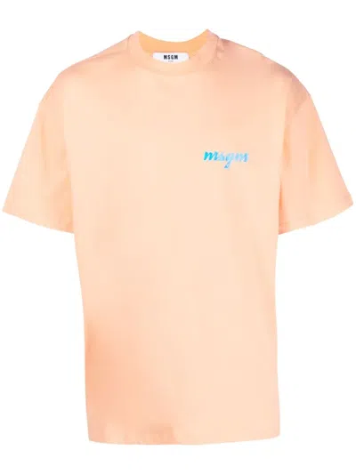 Msgm T-shirt Mit Logo-print In Orange