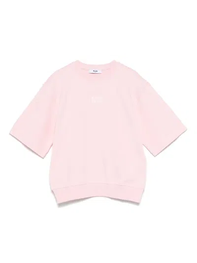 Msgm Kids' Logo-print T-shirt In Pink