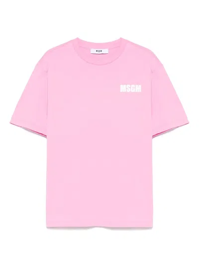 Msgm Kids' Logo-print T-shirt In Pink
