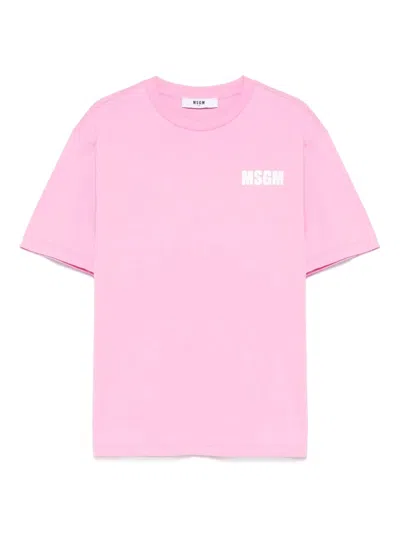 Msgm Logo-print T-shirt In Pink