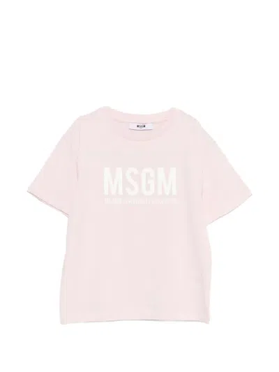 Msgm Kids' Logo-print T-shirt In Pink