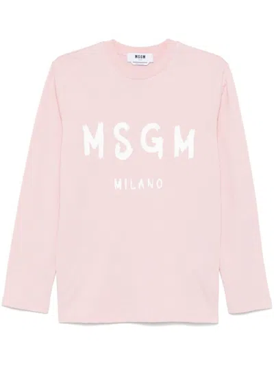 Msgm Logo-print T-shirt In Pink
