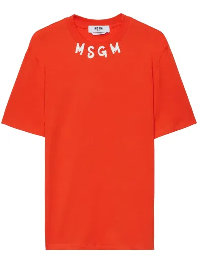 Msgm Logo-print T-shirt In Red
