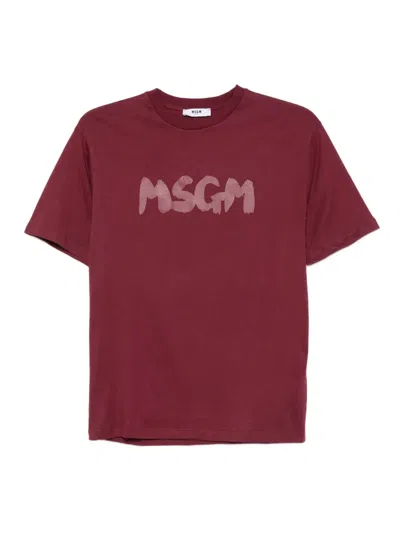 Msgm Kids' Logo-print T-shirt In Red