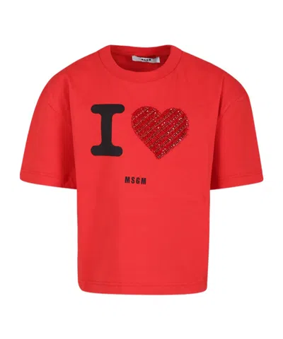 Msgm Logo-print T-shirt In Red