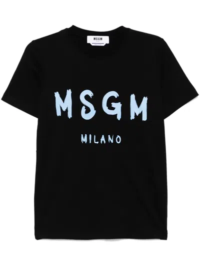 Msgm T-shirt Mit Logo-print In Schwarz