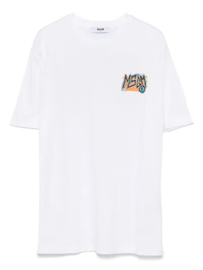 Msgm Kids' T-shirt Mit Logo-print In Weiss
