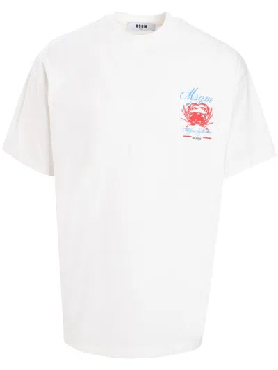 Msgm Logo-print T-shirt In White