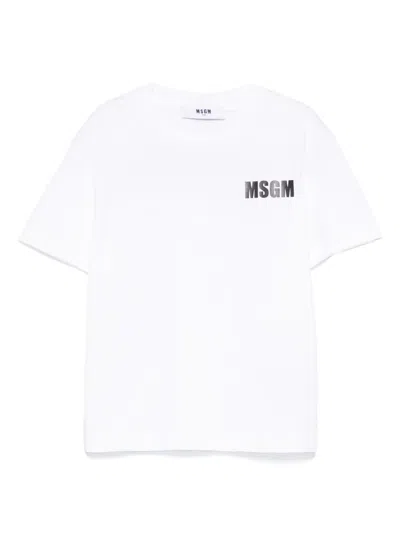 Msgm Kids' Logo-print T-shirt In White