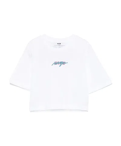 Msgm Logo-print T-shirt In White