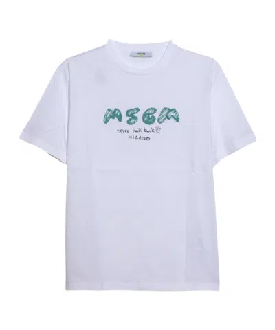 Msgm Logo-print T-shirt In White