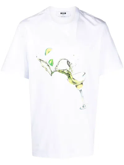 Msgm Logo-print T-shirt In White